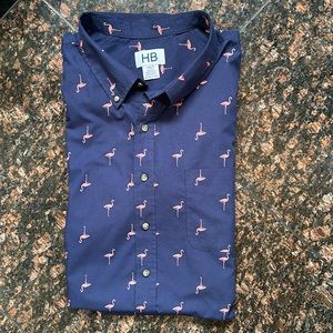 HB short sleeved 3XLT flamingo print shirt